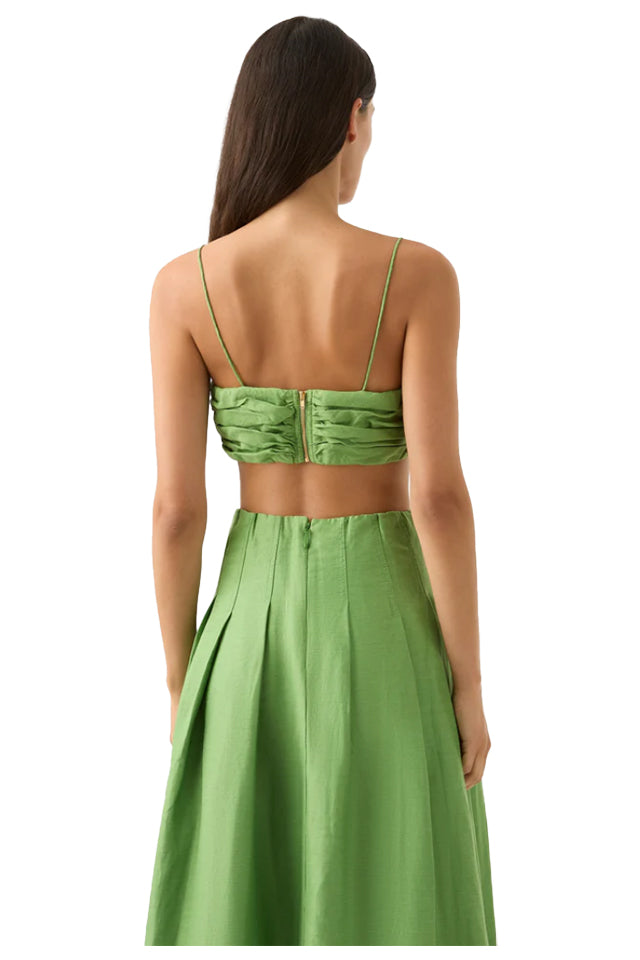 Aje 23SU1062 Thea Draped Twist Crop Top Fern Green