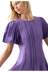 Aje 23SU5115 Nova Pleated Midi Dress Deep Violet