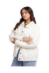 All About Eve 6416099 Paris Cord Sherpa Shacket Vintage White 
