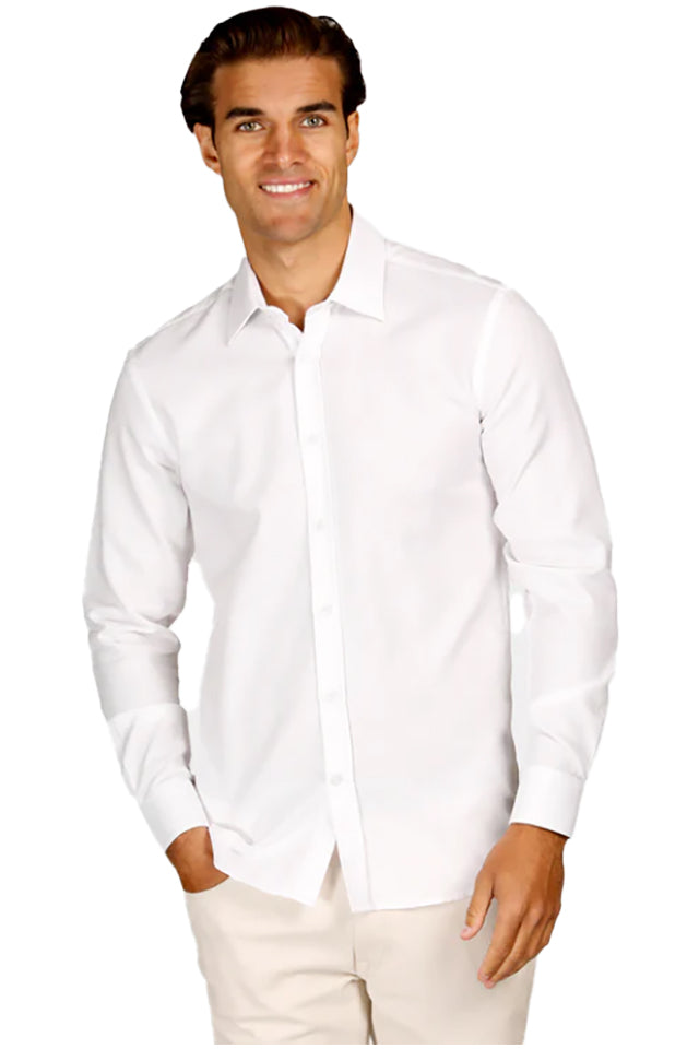 BFC2117 Brooksfield Plain Textured Dress Shirt White 