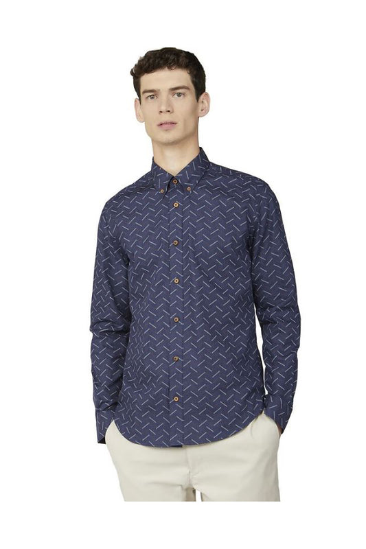 Ben Sherman Dash Print Shirt Dark Navy