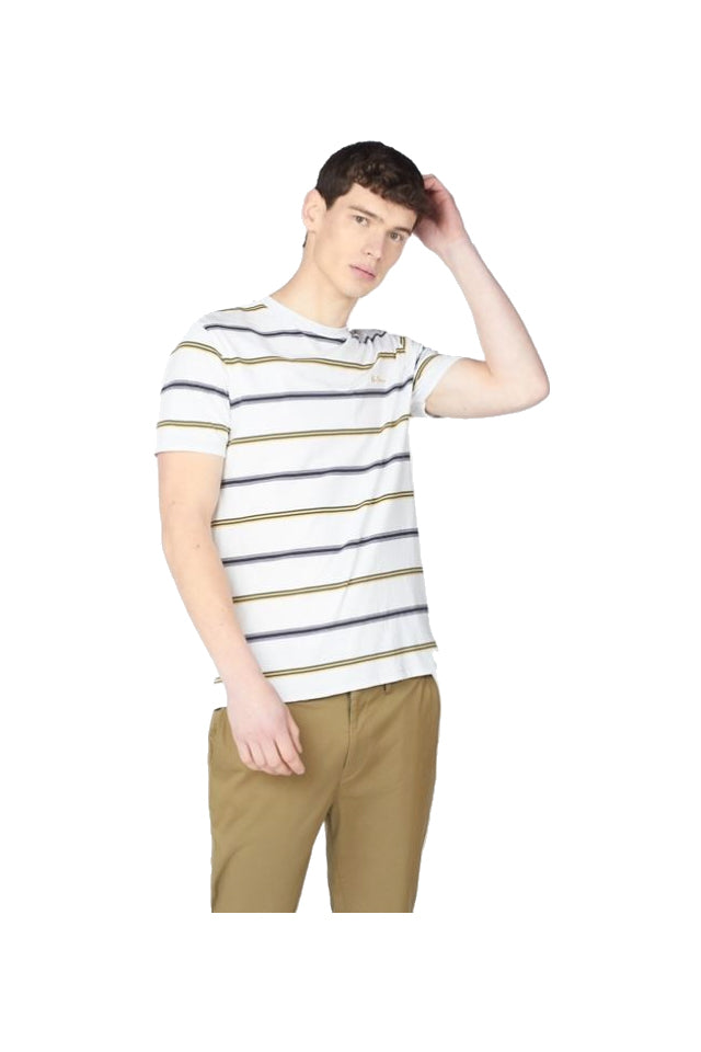 Ben Sherman Collegiate Stripe Tee White 