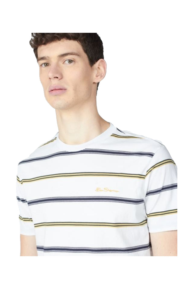 Ben Sherman Collegiate Stripe Tee White 