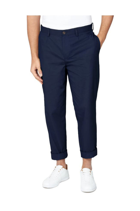 Ben Sherman Poplin Relaxed-Taper Pleat Trouser Marine