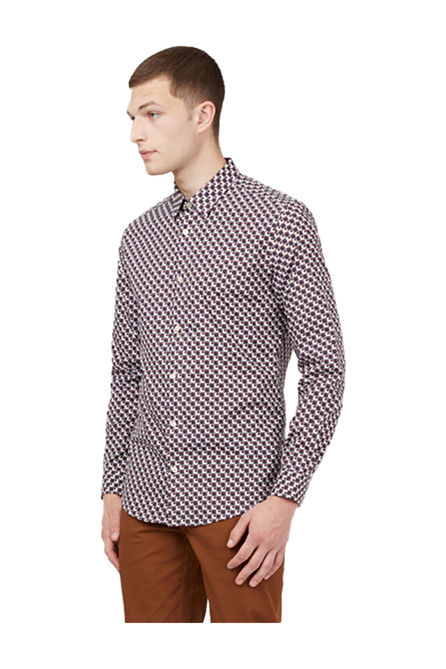 Ben Sherman retro 70's geometric print button up shirt