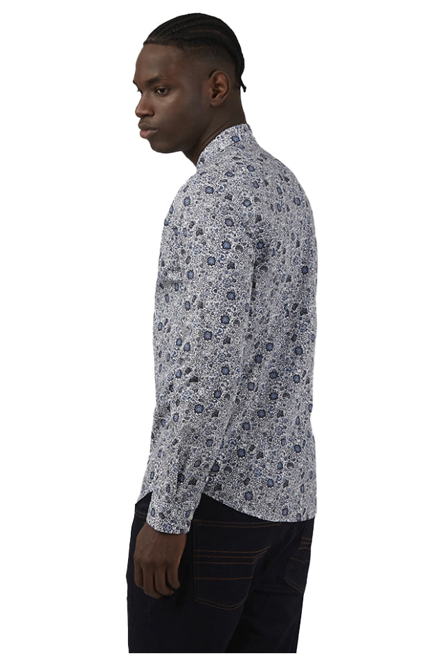 Ben Sherman BS0066688035 Stamp Floral Print Shirt Marine 