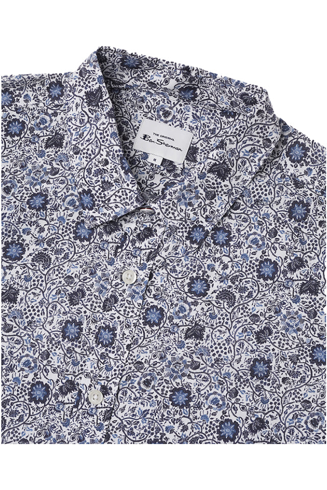 Ben Sherman BS0066688035 Stamp Floral Print Shirt Marine 