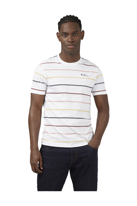 BS0066884010 Ben Sherman Fine Stripe Tee White