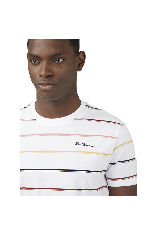 BS0066884010 Ben Sherman Fine Stripe Tee White