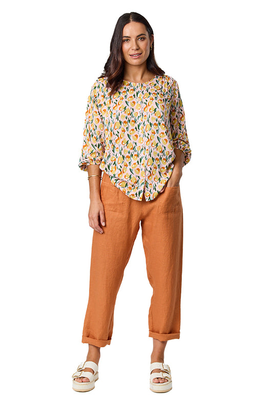 Blackstone BSD8411 Draw Cord Elastic Waist Linen Pant Pumpkin 