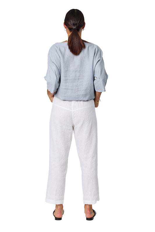 Blackstone BSD8411 Draw Cord Elastic Waist Linen Pant Whitue