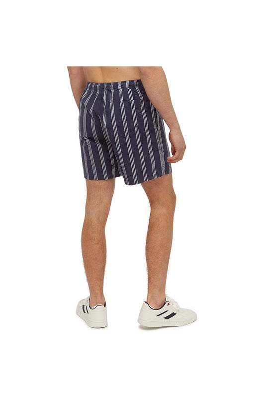 Ben sherman mens stripe elastic short in navy with white stripe