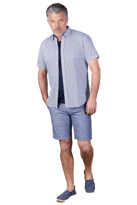 BZ1079TISLA Rembrandt Island Check Shorts Indigo