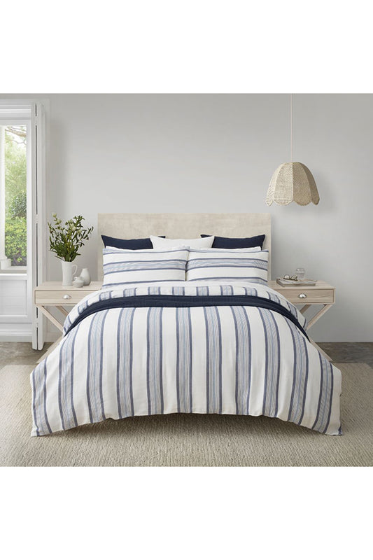 Baksana Belmond King Duvet Set Navy White Stripe 