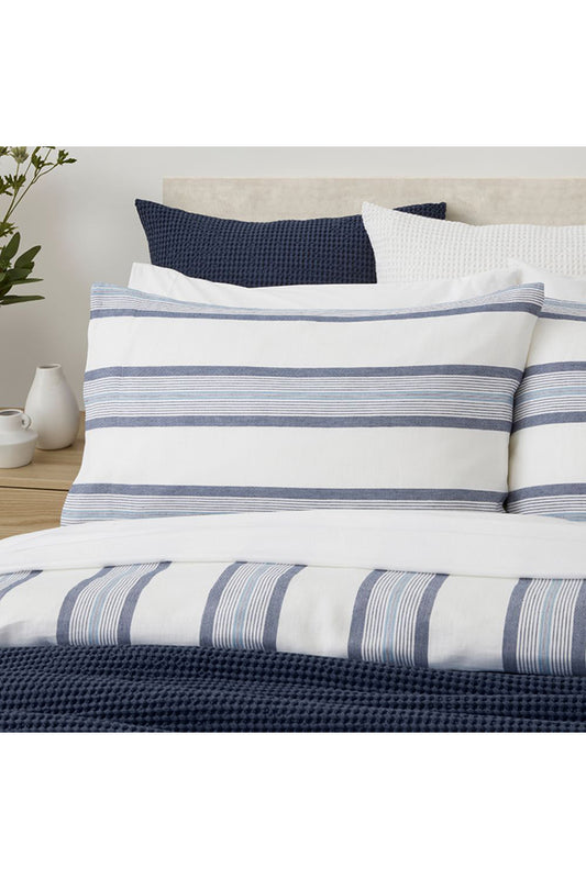 Baksana Belmond King Duvet Set Navy White Stripe 