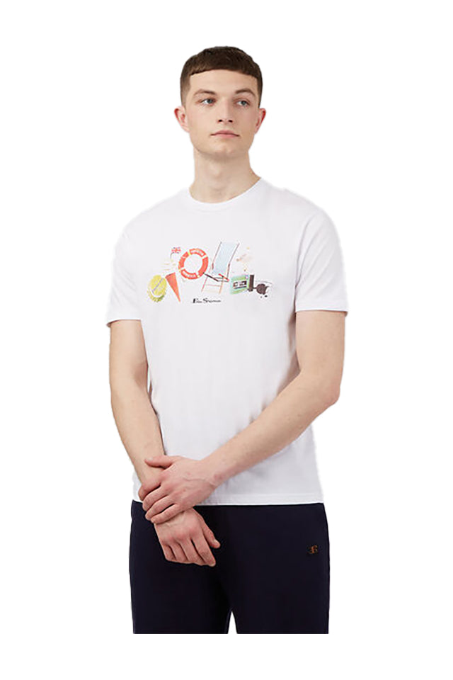 Ben Sherman BS0067145010 Day At Brighton Beach Print Tee White 