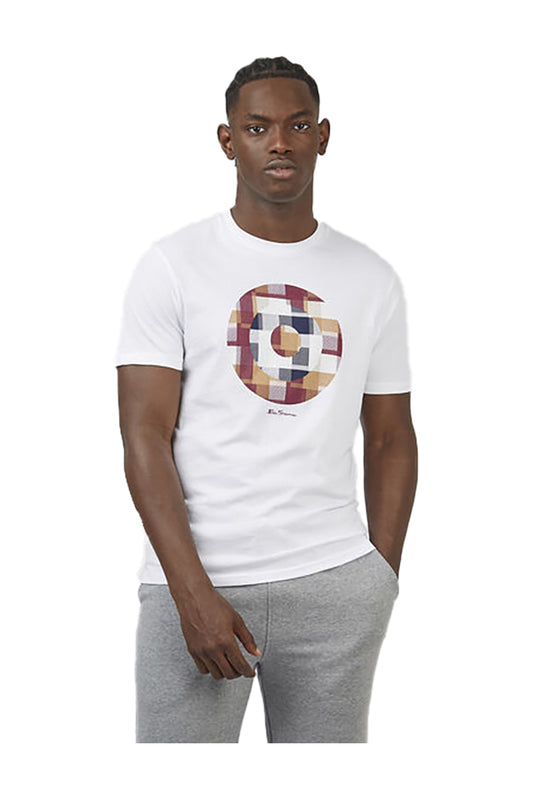 Ben Sherman BS0068145010 Fractured Gigham Target Tee White 