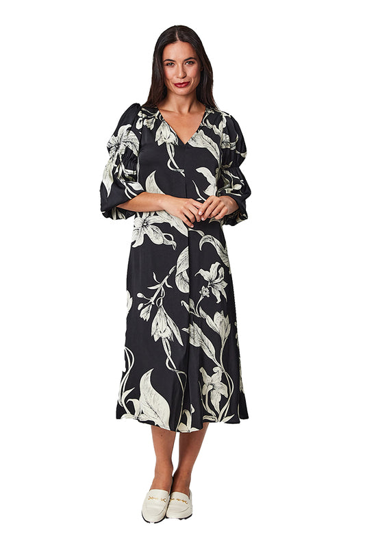 Blackstone BWJ8544 Puff Sleeve Dress Black 