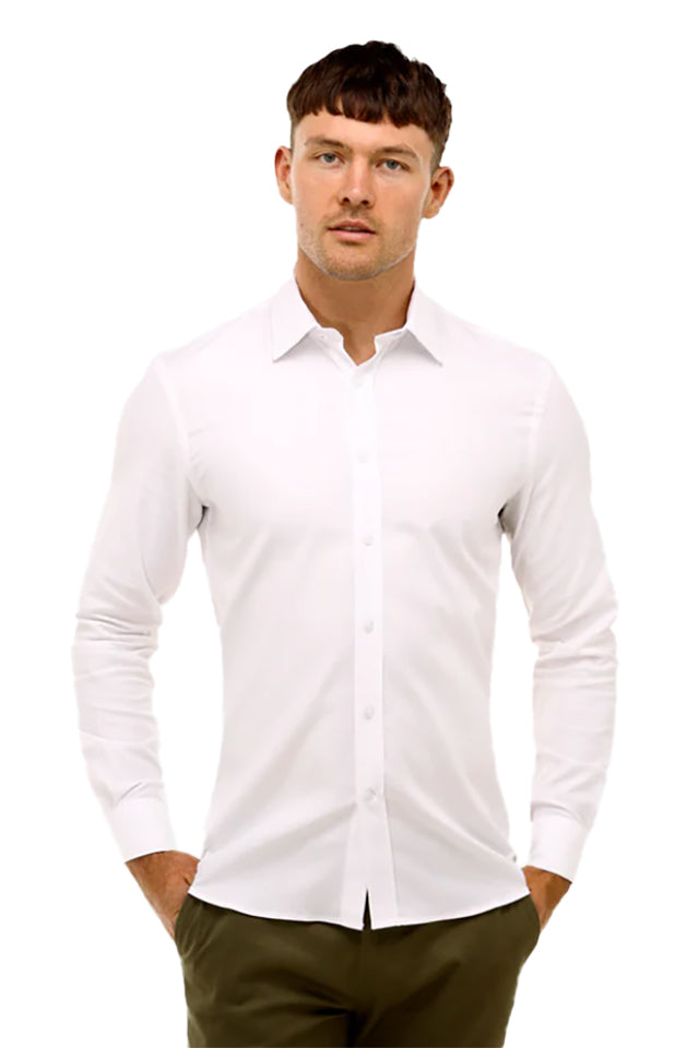Brooksfield BFC2015 Textured Plain Slim Shirt White 