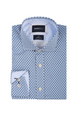 Brooksfield BFC2024 Geo Print Slim Shirt Blue 