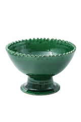 CGR03 Bianca Lorenne Moroccan Zigzag Pedestal Bowl Solid Green