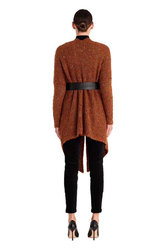 Cable CAW23127 Liza Drape Cardigan Rust Lurex 