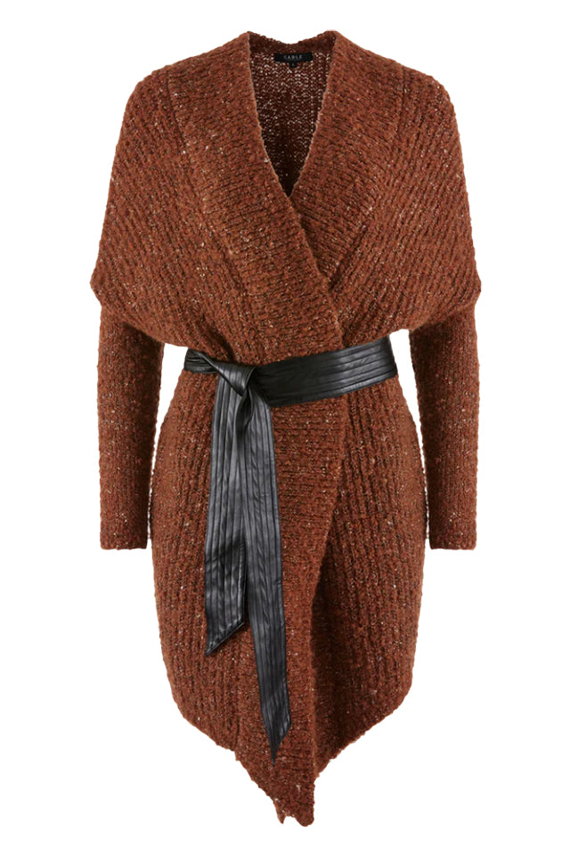 Cable CAW23127 Liza Drape Cardigan Rust Lurex 