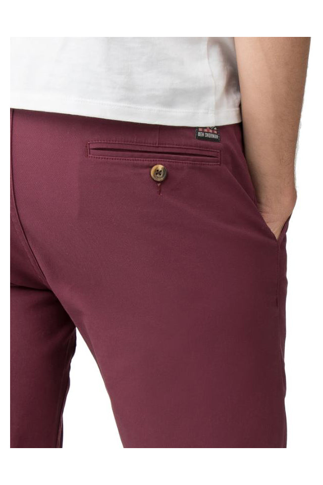 Ben Sherman slim stretch chino in burgundy colouring