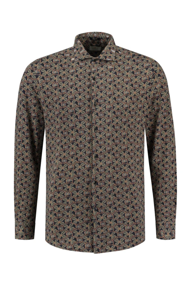 Dstrezzed 303608 Ikat Melange Jersey Shirt Dark Navy 