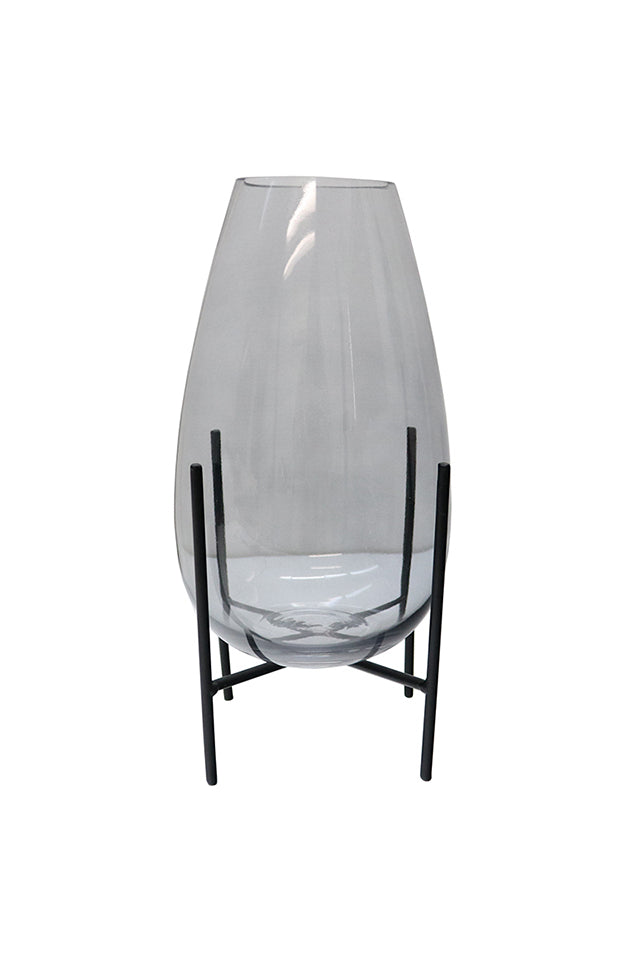 Le Forge Sienna Tall Vase on Stand Smoke
