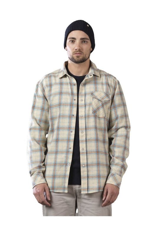 Just Another Fisherman Jack Mac Shirt Sand Blue Brown Check