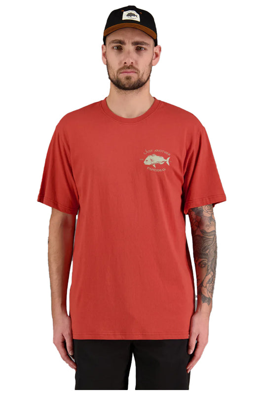 JAF1356 Just Another Fisherman Snapper Logo Tee Cinnabar 