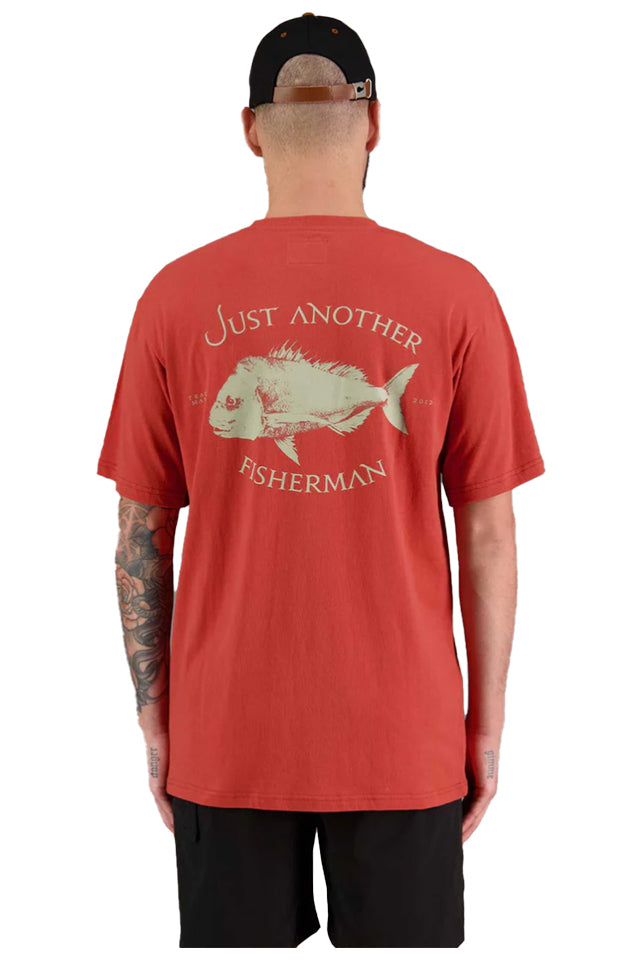 JAF1356 Just Another Fisherman Snapper Logo Tee Cinnabar 