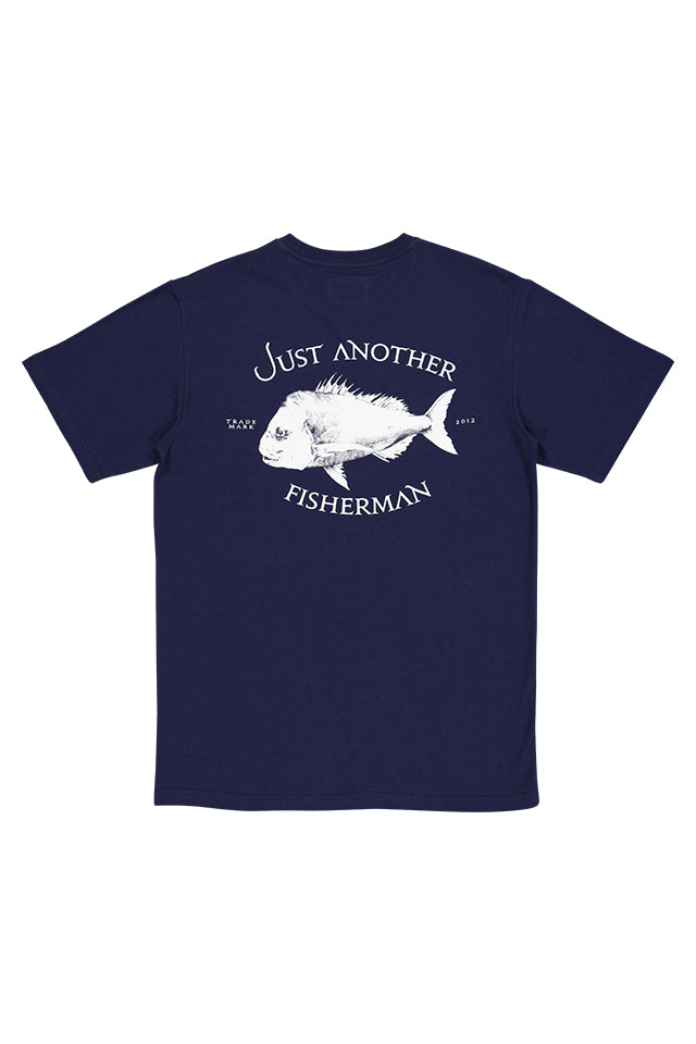 JAF1356 Just Another Fisherman Snapper Logo Tee Navy 