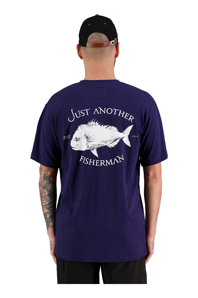 JAF1356 Just Another Fisherman Snapper Logo Tee Navy 