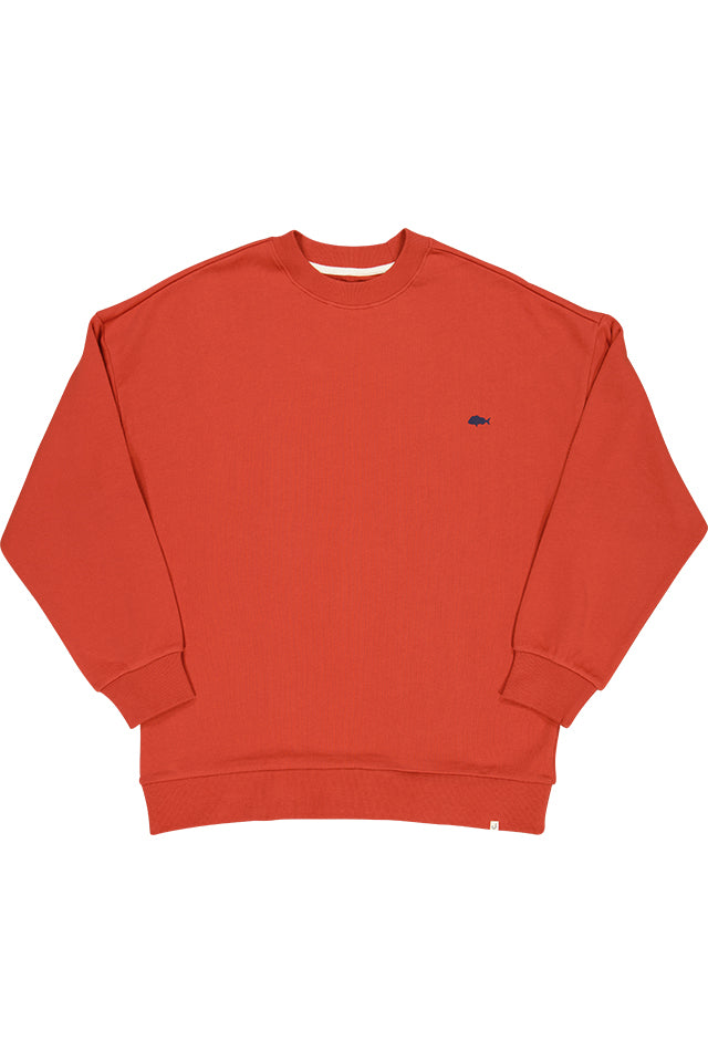 JAF1362 Just Another Fisherman Stamp Crew Sweatshirt Cinnabar 