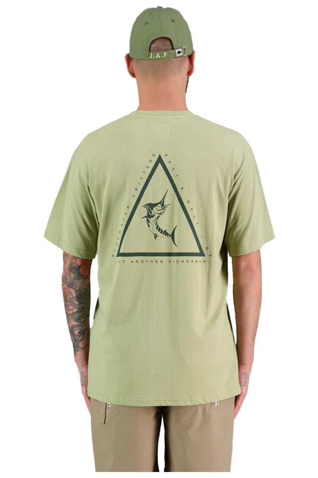 JAF1364 Just Another Fisherman Angled Marlin Tee Moss 