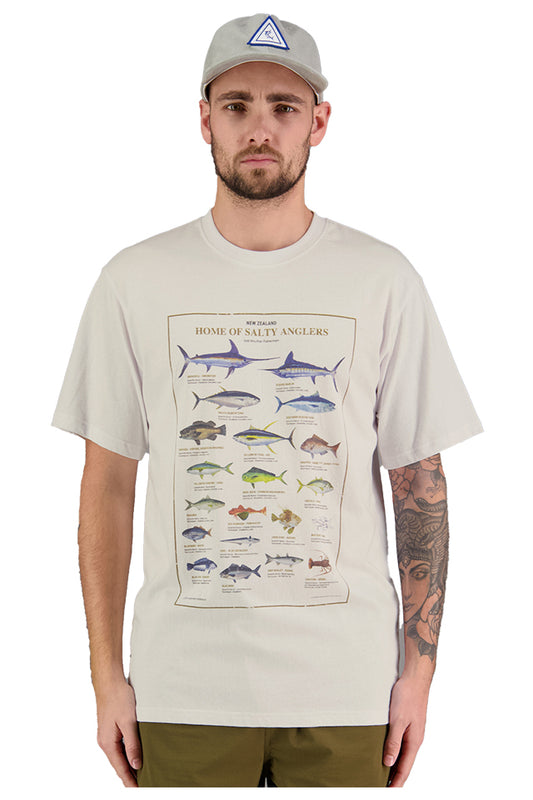 JAF1367 Just Another Fisherman Home of Salty Anglers Tee Antique White 