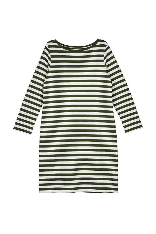 KTB099 Kowtow Breton Dress Deep Green Stripe 