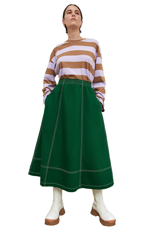 KTD018 Kowtow Triangle Skirt Forest Denim