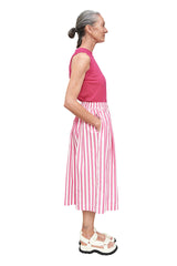 KTW085 Kowtow Mina Skirt Fuchsia Stripe 
