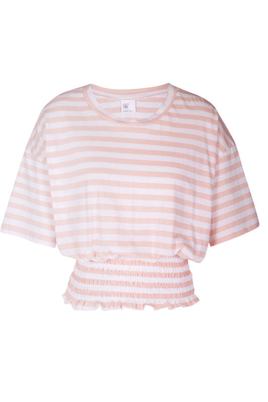 Leo+Be Ruler Tee Blush / White Stripe 