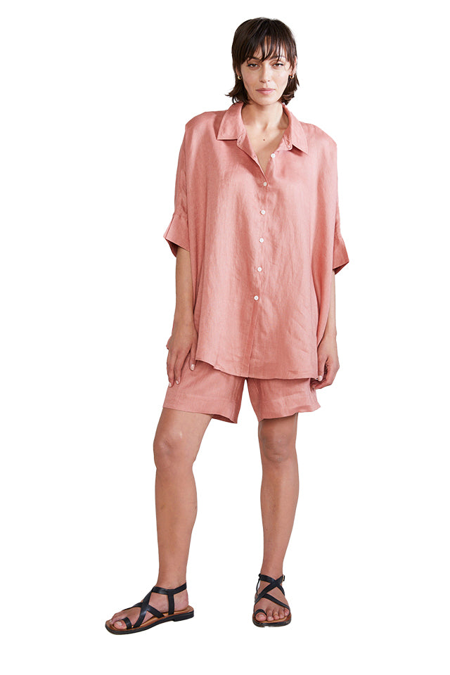 Laing LN0035 Popover Linen Shirt Baked Clay 