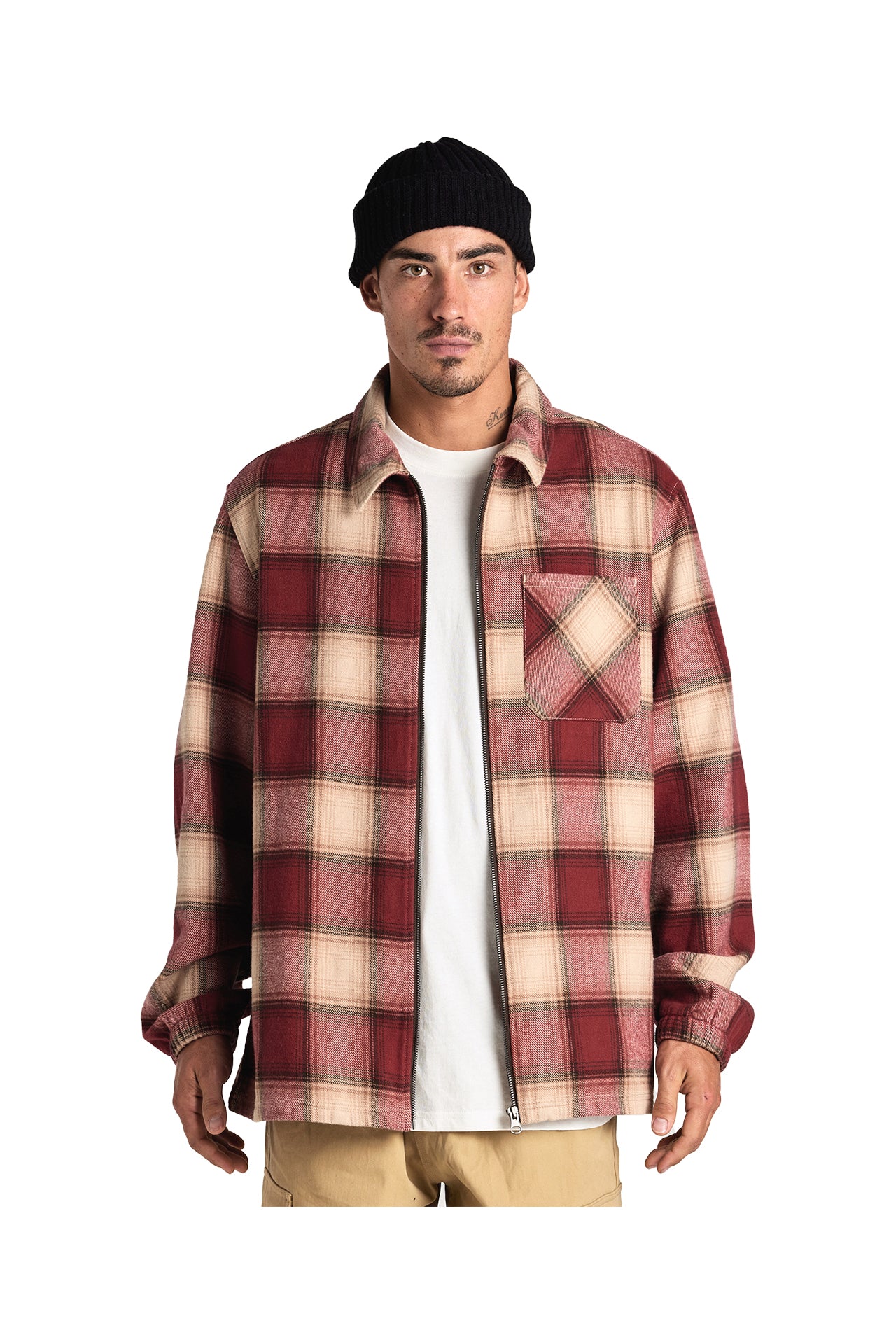 Huffer 9 to 5 Check Shacket Red/Tan