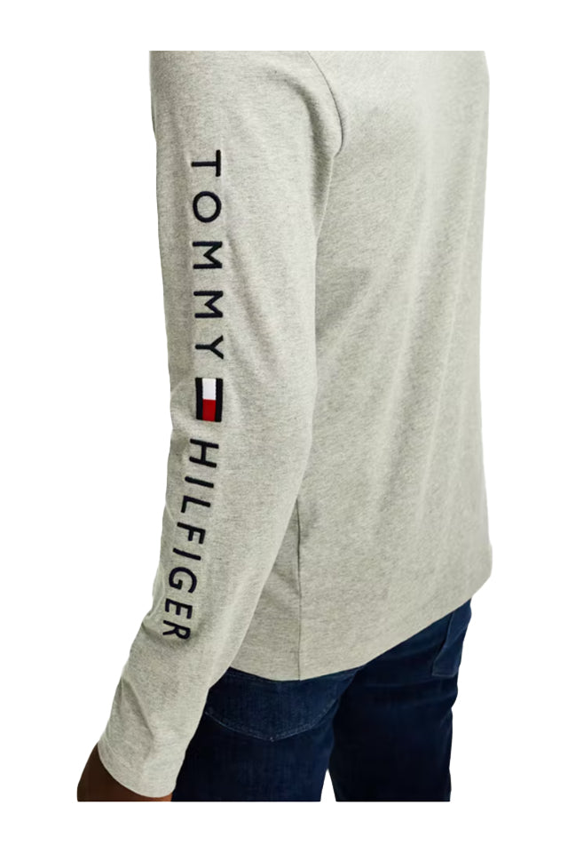 Tommy Hilfiger Logo Long Sleeve Tee Light Grey Heather