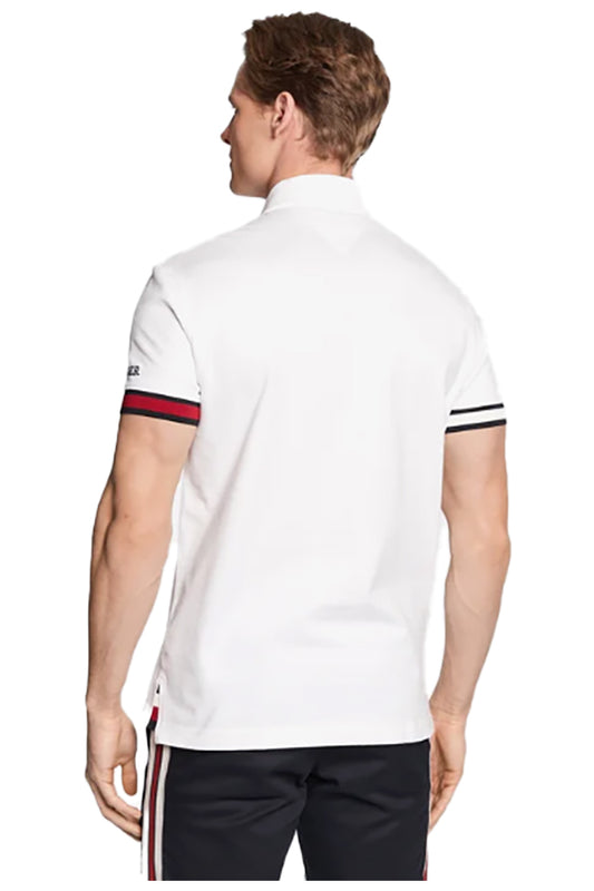 MW0MW29528 Tommy Hilfiger Flag Cuff Polo White 