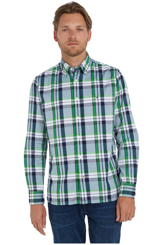 MW0MW30683 Tommy Hilfiger Soft Tartan Shirt Frosted Green Multi 