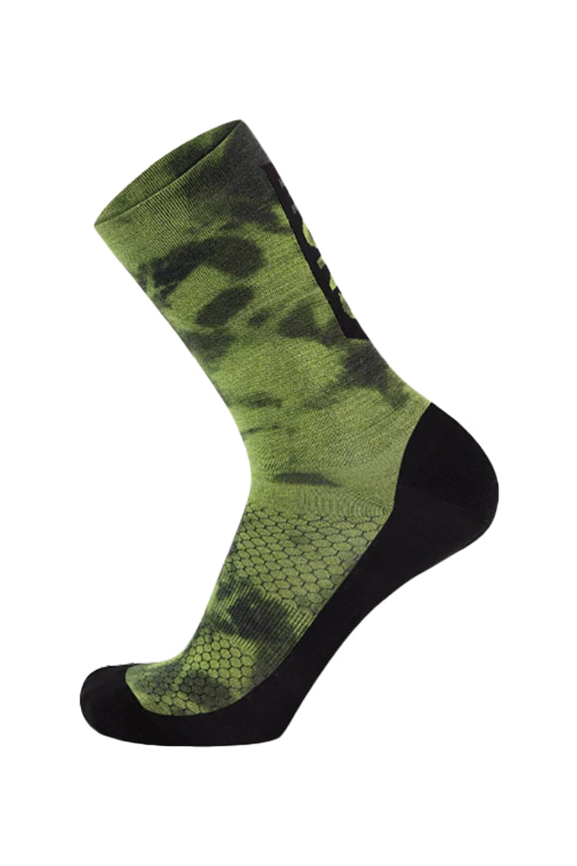 Mons Royale 300554-1192 Unisex Atlas Crew Sock Digital Limelight Tie Dye 