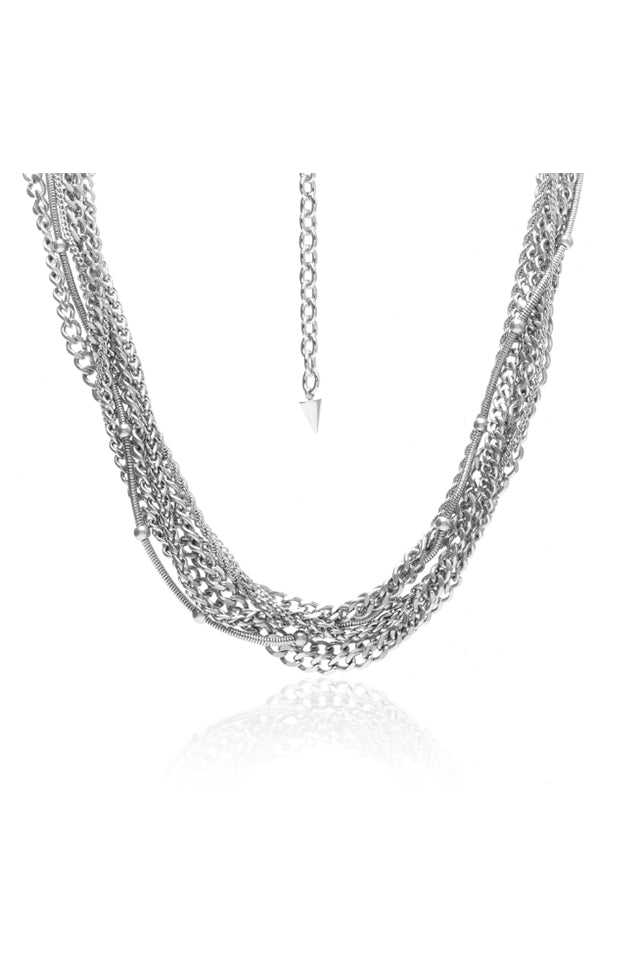 N0110 Silk & Steel St Tropez Necklace Silver