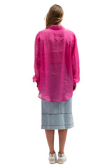 OTH-674 We Are The Others The Sheer Ramie Shirt Hot Pink